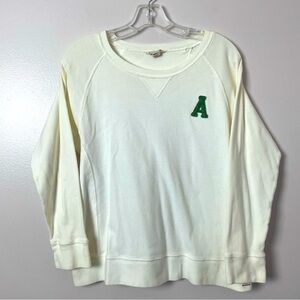 American Eagle Vintage Letterman “A” Sweatshirt – Cream & Green, Fits Size Large